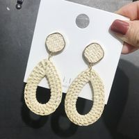 1 Pair Fashion Triangle Round Moon Wood Straw Copper Inlaid Acrylic Women's Earrings sku image 66