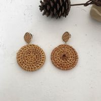 1 Pair Fashion Triangle Round Moon Wood Straw Copper Inlaid Acrylic Women's Earrings sku image 68
