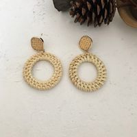 1 Pair Fashion Triangle Round Moon Wood Straw Copper Inlaid Acrylic Women's Earrings sku image 71