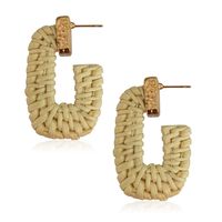 1 Pair Fashion Triangle Round Moon Wood Straw Copper Inlaid Acrylic Women's Earrings sku image 74
