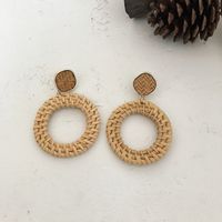 1 Pair Fashion Triangle Round Moon Wood Straw Copper Inlaid Acrylic Women's Earrings sku image 70