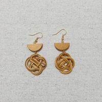 1 Pair Fashion Triangle Round Moon Wood Straw Copper Inlaid Acrylic Women's Earrings sku image 72