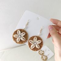 1 Pair Fashion Triangle Round Moon Wood Straw Copper Inlaid Acrylic Women's Earrings sku image 65
