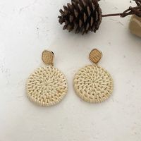 1 Pair Fashion Triangle Round Moon Wood Straw Copper Inlaid Acrylic Women's Earrings sku image 69