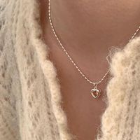 1 Piece Fashion Heart Shape Metal Inlay Zircon Women's Pendant Necklace main image 5