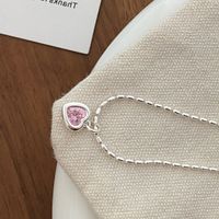 1 Piece Fashion Heart Shape Metal Inlay Zircon Women's Pendant Necklace sku image 1