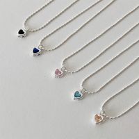 1 Piece Fashion Heart Shape Metal Inlay Zircon Women's Pendant Necklace main image 1