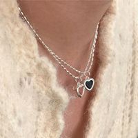1 Piece Fashion Heart Shape Metal Inlay Zircon Women's Pendant Necklace main image 3