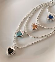 1 Piece Fashion Heart Shape Metal Inlay Zircon Women's Pendant Necklace main image 2