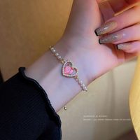 Sweet Peach Alloy Plating Artificial Pearls Women's Bracelets main image 5