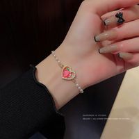 Sweet Peach Alloy Plating Artificial Pearls Women's Bracelets main image 4