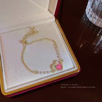 Sweet Peach Alloy Plating Artificial Pearls Women's Bracelets sku image 1