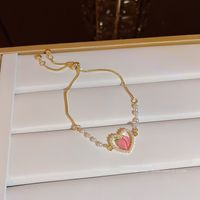 Sweet Peach Alloy Plating Artificial Pearls Women's Bracelets main image 2