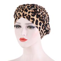 Women's Fashion Color Block Flower Leopard Beanie Hat sku image 3