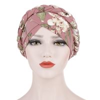 Women's Fashion Color Block Flower Leopard Beanie Hat main image 2