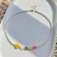 1 Piece Sweet Star Smiley Face Arylic Glass Copper Beaded Knitting Women's Necklace sku image 1