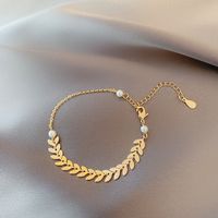 Mode Korn Legierung Kupfer Inlay Künstliche Perlen Frau Armbänder Ohrringe Halskette sku image 2
