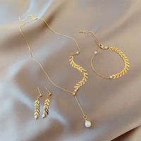 Mode Korn Legierung Kupfer Inlay Künstliche Perlen Frau Armbänder Ohrringe Halskette main image 1