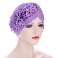 Women's Ethnic Style Flower Rhinestone Pearl Beanie Hat main image 2