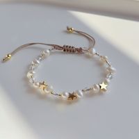 Fashion Pentagram Heart Shape Flower Pearl Copper Beaded Plating Bracelets 1 Piece sku image 2