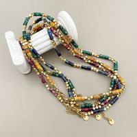 Simple Style Multicolor Stainless Steel Natural Stone Beaded Plating Necklace 1 Piece main image 4