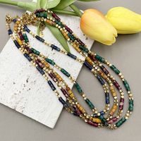 Simple Style Multicolor Stainless Steel Natural Stone Beaded Plating Necklace 1 Piece main image 5