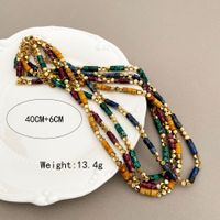 Simple Style Multicolor Stainless Steel Natural Stone Beaded Plating Necklace 1 Piece main image 6