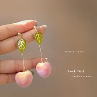 1 Pair Sweet Leaf Peach Resin Metal Women's Drop Earrings main image 5