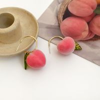 1 Pair Sweet Leaf Peach Resin Metal Women's Drop Earrings sku image 2