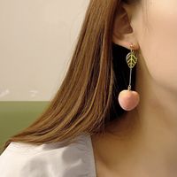 1 Pair Sweet Leaf Peach Resin Metal Women's Drop Earrings main image 4