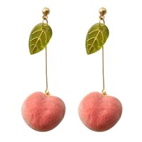 1 Pair Sweet Leaf Peach Resin Metal Women's Drop Earrings main image 3