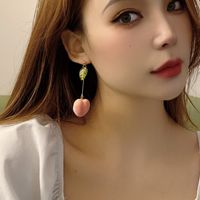 1 Pair Sweet Leaf Peach Resin Metal Women's Drop Earrings main image 2