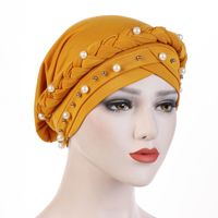 Women's Retro Solid Color Pearl Beanie Hat main image 1
