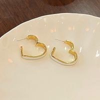 1 Pair Fashion Heart Shape Alloy Sterling Silver Plating Women's Hoop Earrings main image 6