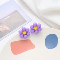 1 Pair Sweet C Shape Flower Plating Inlay Metal Artificial Gemstones Artificial Pearls Hoop Earrings Drop Earrings Ear Studs sku image 2