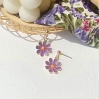 1 Pair Sweet C Shape Flower Plating Inlay Metal Artificial Gemstones Artificial Pearls Hoop Earrings Drop Earrings Ear Studs sku image 5
