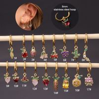 Fashion Fruit Stainless Steel Plating Inlay Zircon Drop Earrings 1 Piece main image 4