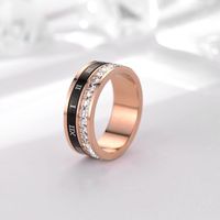 Titanium Steel 18K Gold Plated Retro Inlay Color Block Number Rhinestones Rings main image 5