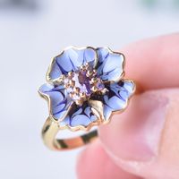 1 Piece Fashion Flower Alloy Inlay Artificial Gemstones Women's Rings main image 5