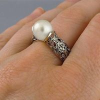 1 Piece Simple Style Waves Alloy Inlay Artificial Pearls Women's Rings main image 5