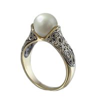 1 Piece Simple Style Waves Alloy Inlay Artificial Pearls Women's Rings main image 2