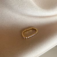 1 Piece Retro Round Metal Pearl Plating Inlay Zircon Gold Plated Women's Rings sku image 1
