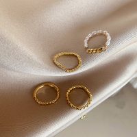 1 Piece Retro Round Metal Pearl Plating Inlay Zircon Gold Plated Women's Rings main image 5