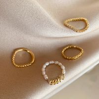 1 Piece Retro Round Metal Pearl Plating Inlay Zircon Gold Plated Women's Rings main image 4