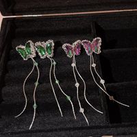 1 Paire Mode Papillon Cristal Artificiel Placage Femmes Boucles D'oreilles main image 1