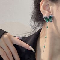 1 Pair Fashion Butterfly Artificial Crystal Plating Women's Drop Earrings sku image 1