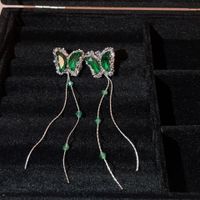 1 Paire Mode Papillon Cristal Artificiel Placage Femmes Boucles D'oreilles main image 3