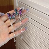 1 Paar Mode Schmetterling Künstlicher Kristall Überzug Frau Tropfenohrringe sku image 2