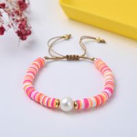 1 Piece Fashion Round Pearl Soft Clay Copper Knitting Gold Plated Women's Bracelets main image 6
