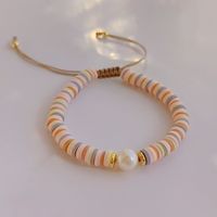 1 Piece Fashion Round Pearl Soft Clay Copper Knitting Gold Plated Women's Bracelets sku image 3